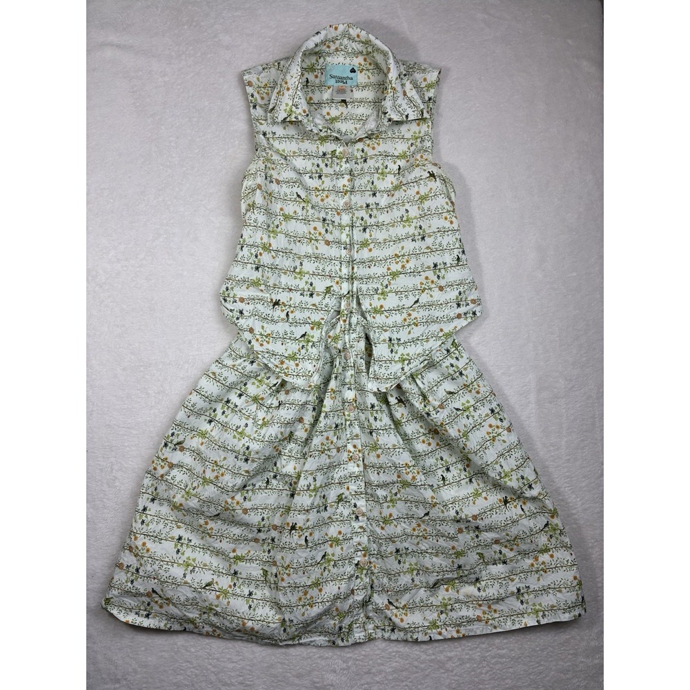 Samantha Pleet Scout Tie Front Cutout Floral Bird PS Size 2 Cottagecore